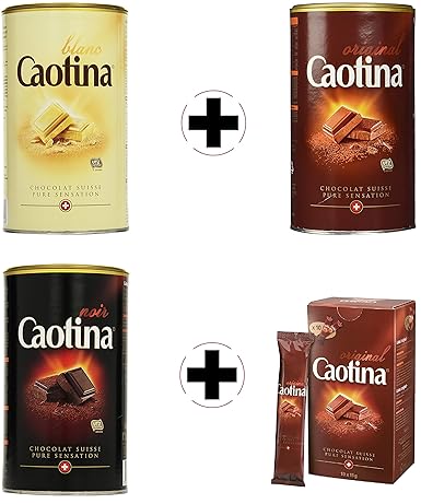 Caotina Trinkschokolade Angebotspack original, blanc, noir + Surf