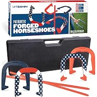 Horse Shoes Game Competition Tournament Pitching Horseshoes - Silver Finish - NHPA Sanctioned For Tournament & League Play - Drop Forged Construction - One Pair (2 Shoes Diamond Tournament Horseshoes