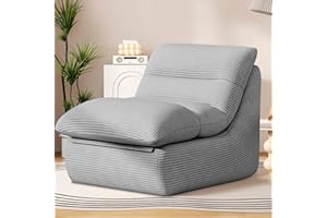 Misolant Bean Bag Chairs，Big Corduroy Fabric Sofa Bean Bag Chair for Adults and Teens with High-Resilience Sponge, Non-Slip Base Floor Lounge Sofa for Home, Living Room, Bedroom, Gaming Dark Gray
