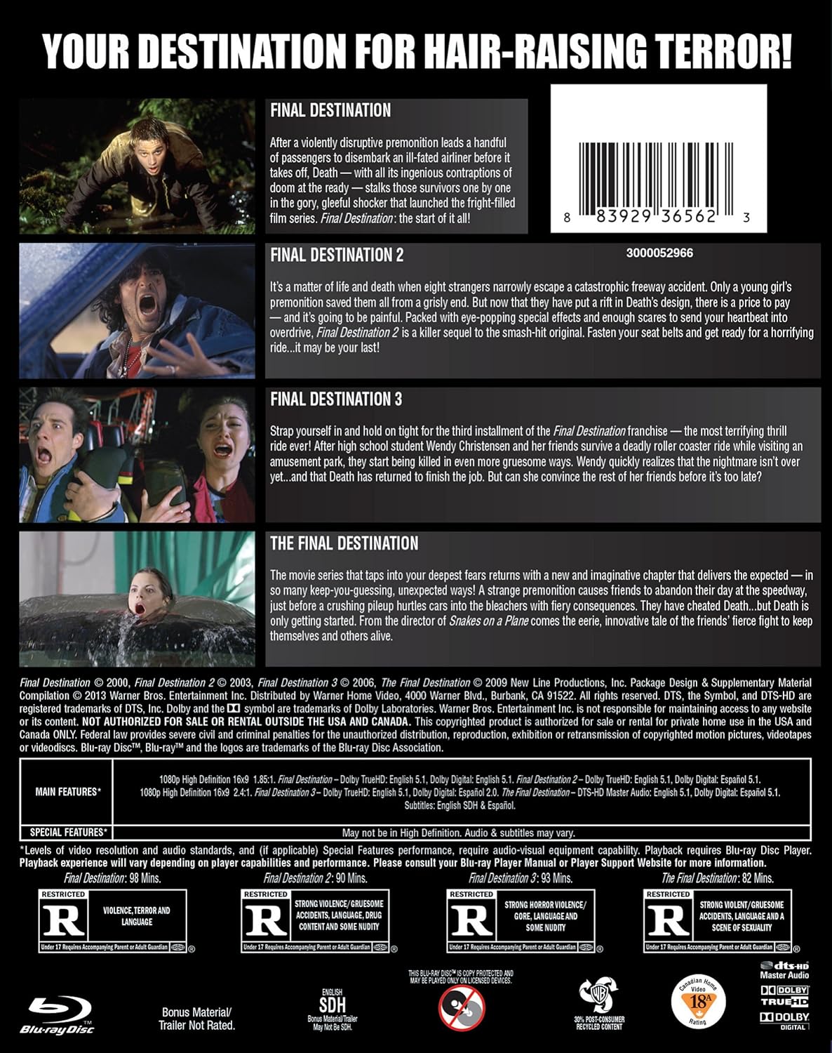 Amazon Com 4 Film Favorites Final Destination Collection Blu