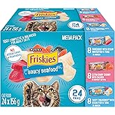 Friskies Saucy Seafood Wet Cat Food, Variety Pack 3 Flavours - 156 g Can (24 Pack)