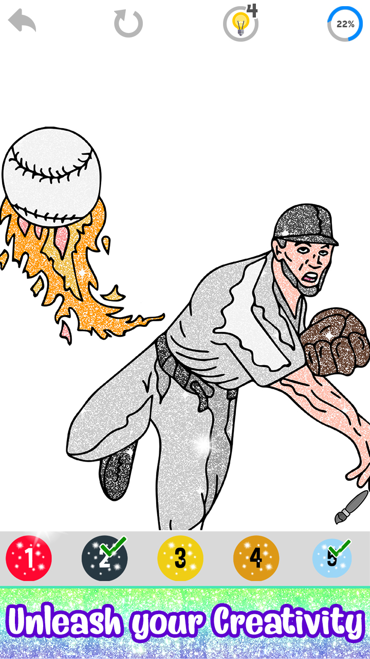 Baseball Paint by Number Sports Paint + Glitter + Crayon + Oil Paint