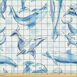 Ambesonne Sea Animals Fabric by The Yard, Sketch of