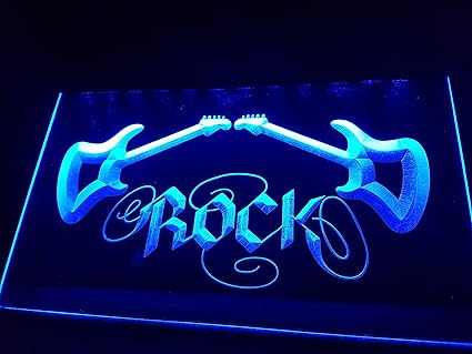 Rock / hard Rock Leuchtschild LED Neu Schild Laden Reklame Neon Neonschild BAR DISCO ON Air TV Radio