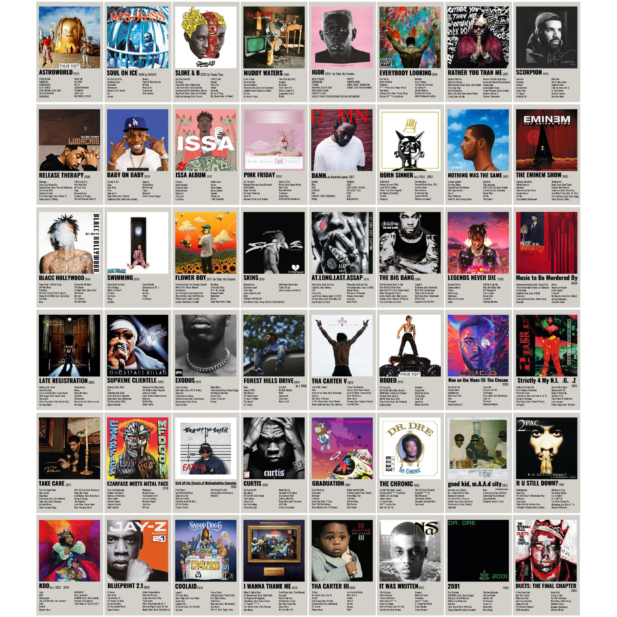 Gift Netted Rapper Cover Mua Retro Hip Hop Rappers Wall Collage Kit Prints for Bed Room Decor ...