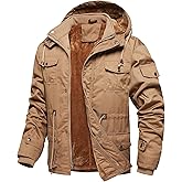 Dr.Cyril Men's Thick Winter Jackets Fleece Lined Thick Jackets Hood Work Jackets Coat Cotton Military with Cargo Pockets