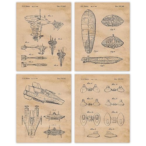 Amazon.com: Vintage Star Wars Vessels Patent Art Poster Prints, Set of