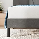 Zinus Maya Double Bed Frame with Headboard 4ft6 Upholstered Grey 11.8" view 7