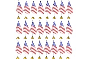 tibijoy 24-Piece American Table Flags, Polyester Desk Flags Set, 8.2'' x 5.5'' Mini USA Flags, Conferences, Patriotic Decoration, Durable, Indoor Use