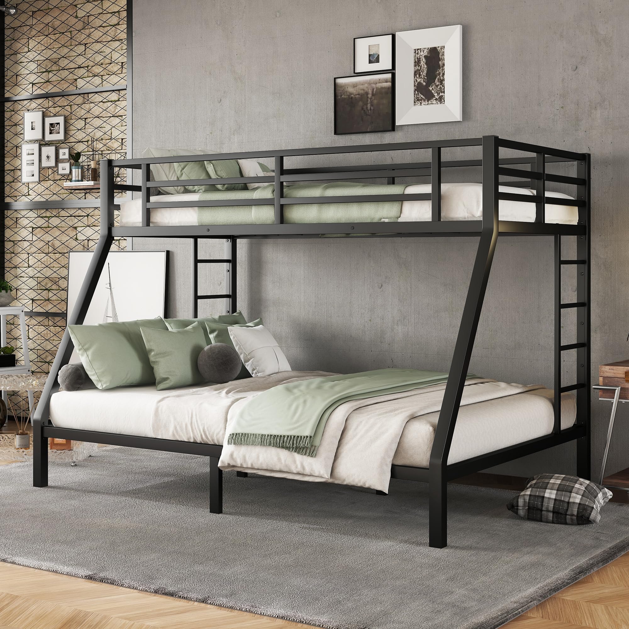 Photo 1 of *USED*
KEIKI Metal Twin XL Over Queen Bunk Bed with Guard & Ladder, Heavy-Duty Bunk Bed for Teens and Adults, No Box Spring Needed - Black