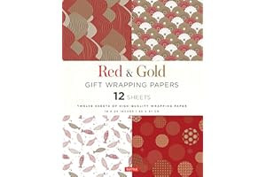 Red & Gold Gift Wrapping Papers - 12 Sheets: 18 x 24 inch (45 x 61 cm) Wrapping Paper