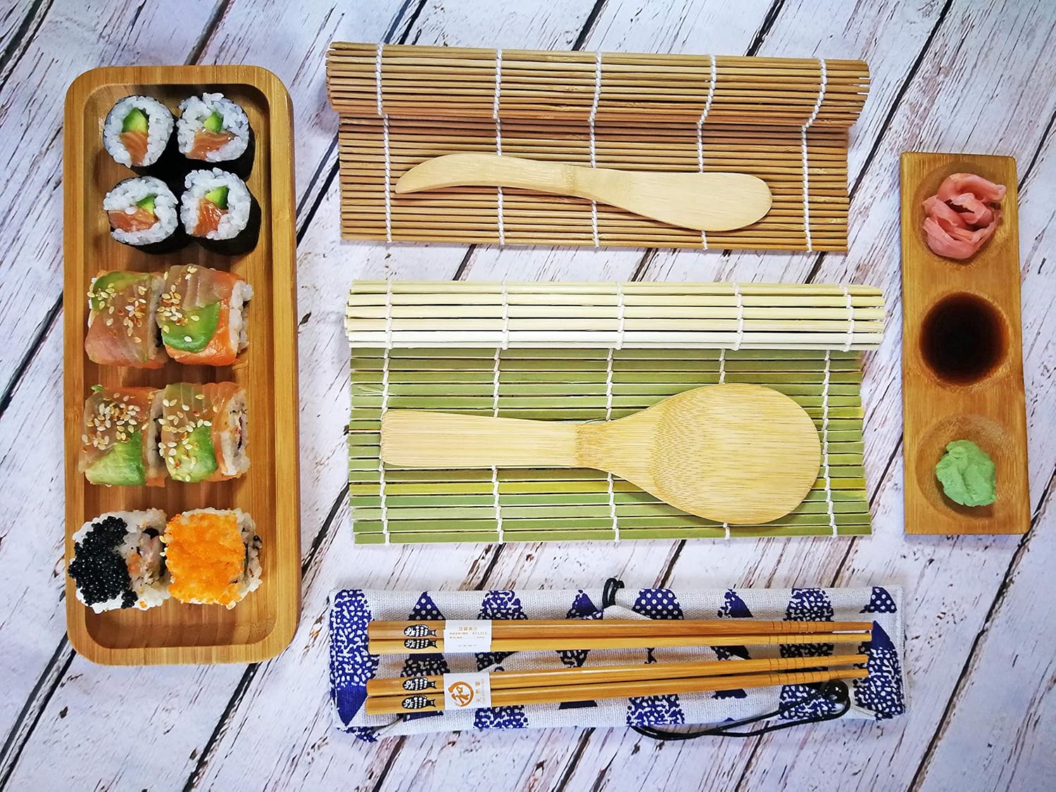 Amazon.de: Sushi Set 11-teilig - Bambus Sushi Maker Kit Rollmatte und ...