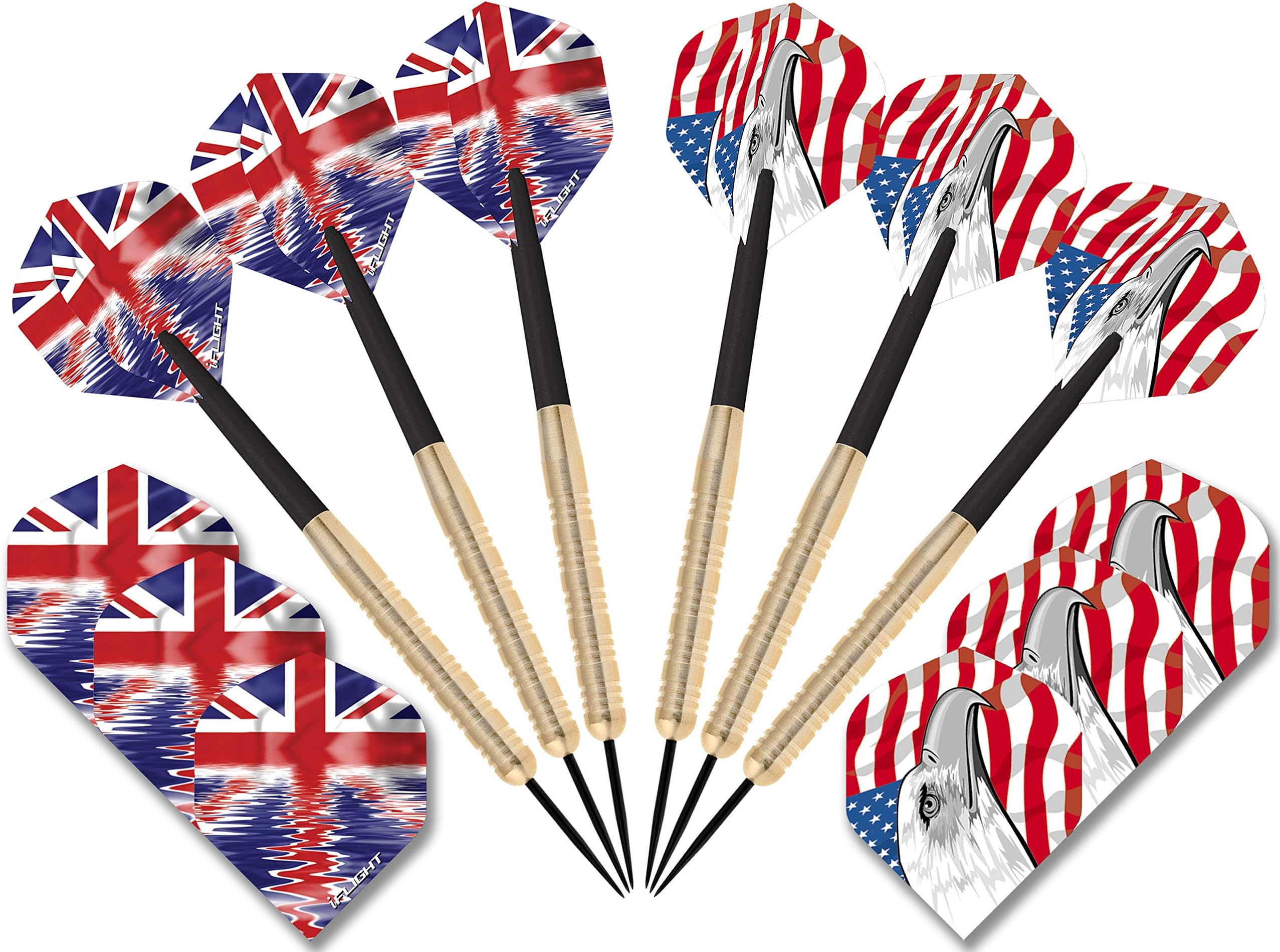 5 Pack Darts Set UK & US Flag Flights PLUS 2 FREE SETS OF SPARE FLIGHTS! MADE IN BRITAIN