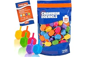 ZION JUDAICA LTD Zion Judaica Hanukkah Plastic Dreidels Hebrew with English Transliteration Bulk Pack Chanukah Driedels Hanukah Game Spinning Tops Chanukah Fun in Resealable Ziplock Bag (100 Pack)