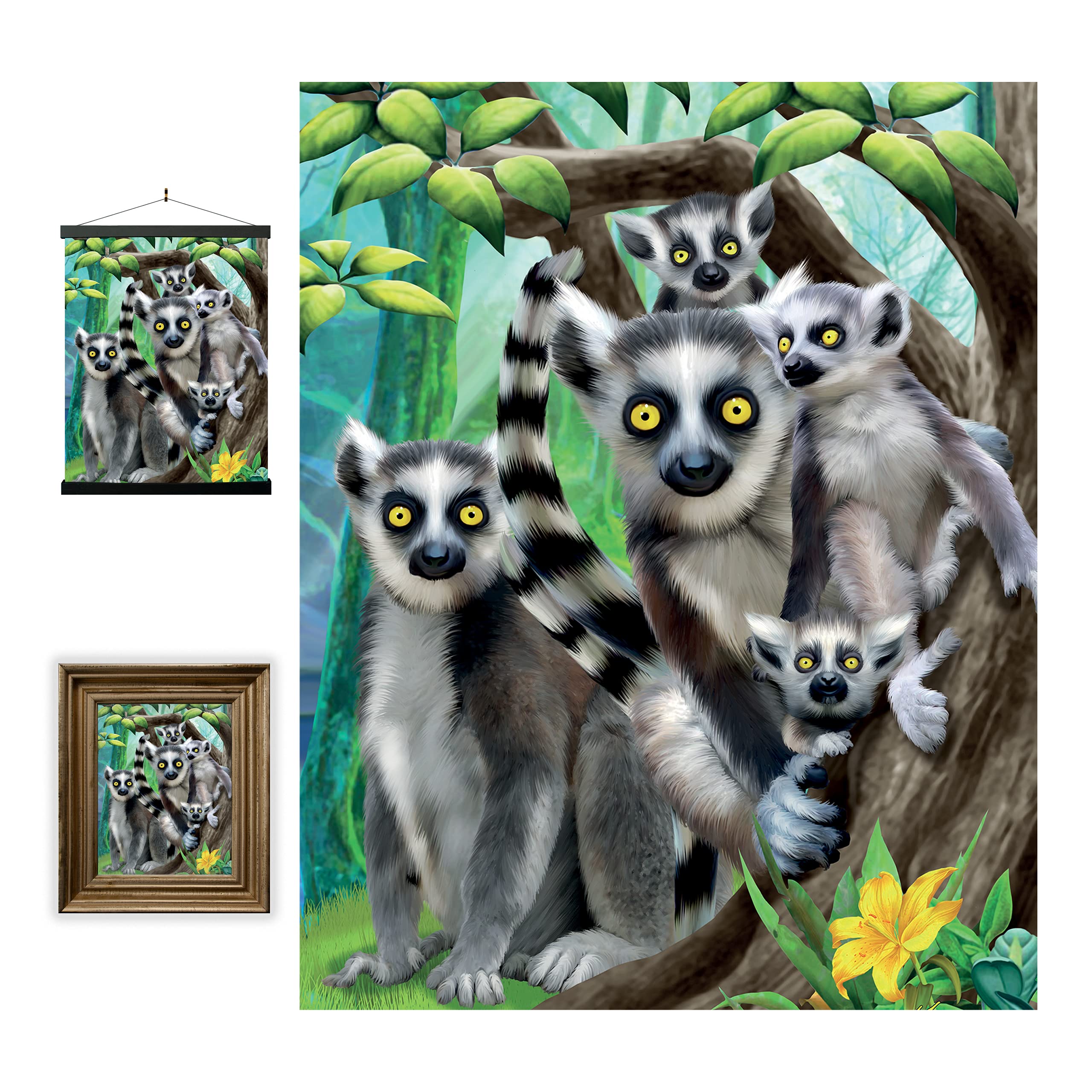 3D LiveLife Lenticular Wall Art Prints - Ring-Tailed Lemurs from Deluxebase. Unframed 3D Wild Animal Poster. A perfect wall filler. Original artwork licensed from renowned artist, Michael Searle