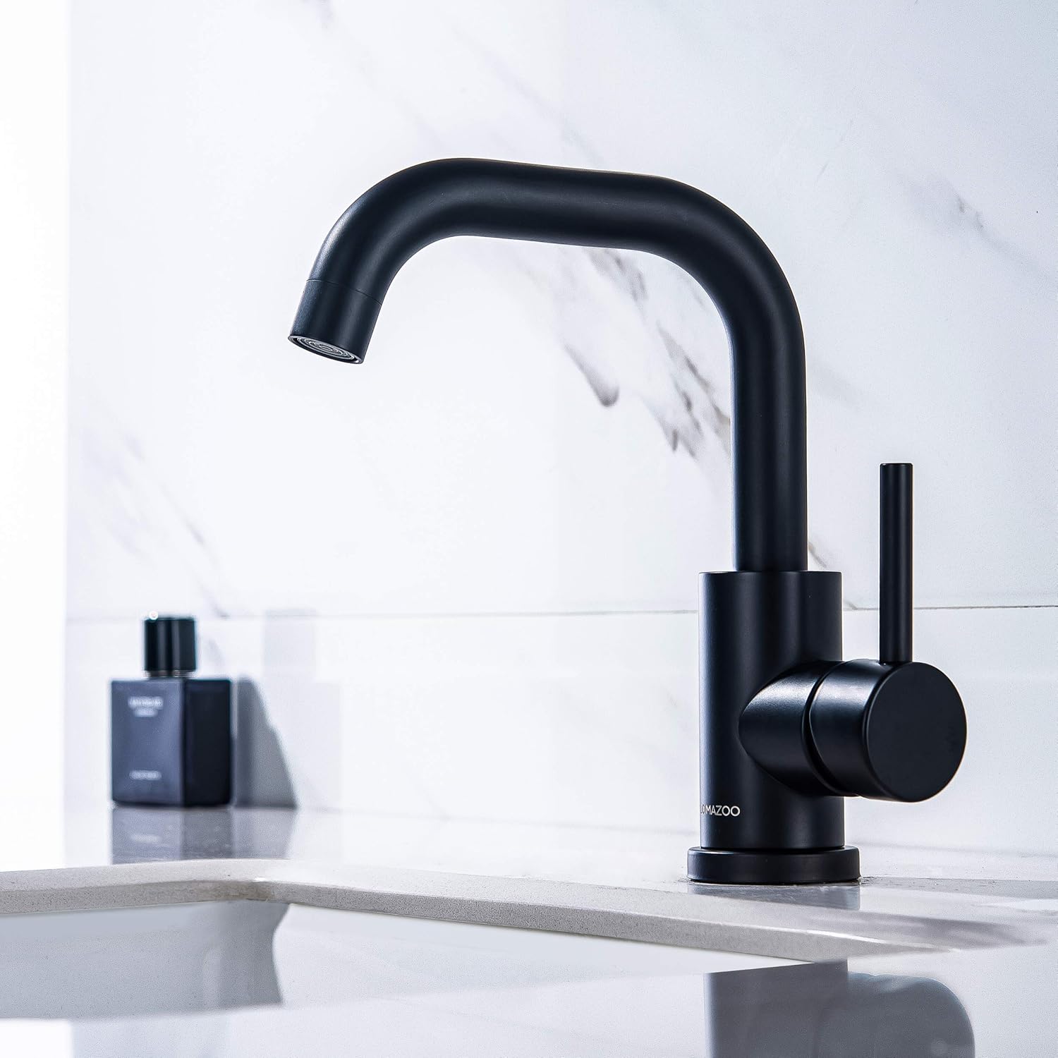 LOMAZOO Waschtischarmatur Schwarz Badarmatur rostfreiem Edelstahl