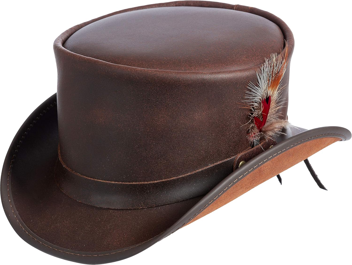 brown leather top hat