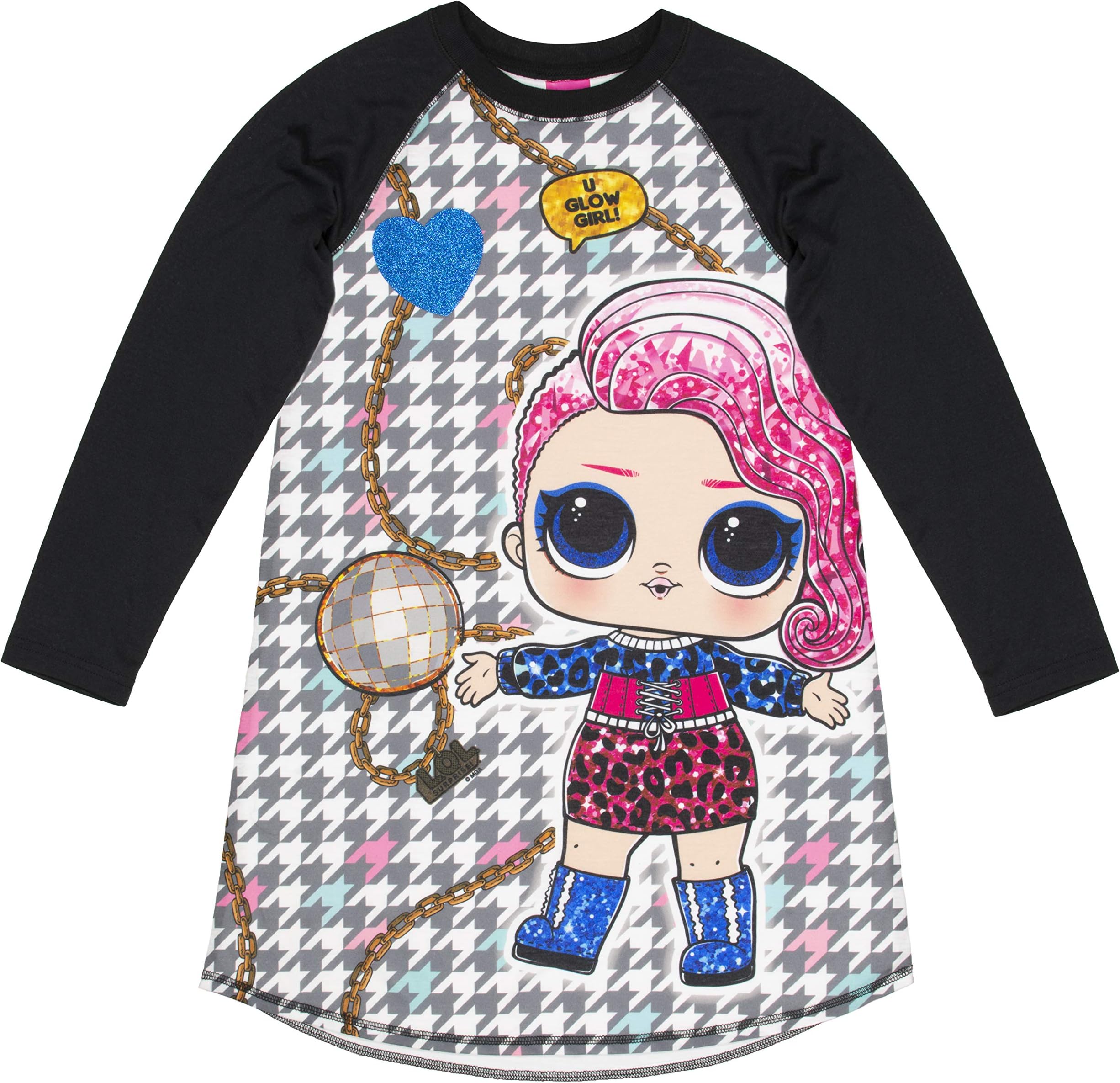 L.O.L. Surprise! Pajama Gown Unicorn, Girl's Dorm with Tulle and Glitter, Girls Size 4/5 to 10/12
