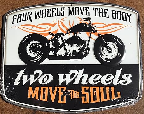 Amazon Com Sunoco Gas Four Wheels Move The Body Two Wheels Move The Soul Motorcycle Tin Sign Home Kitchen