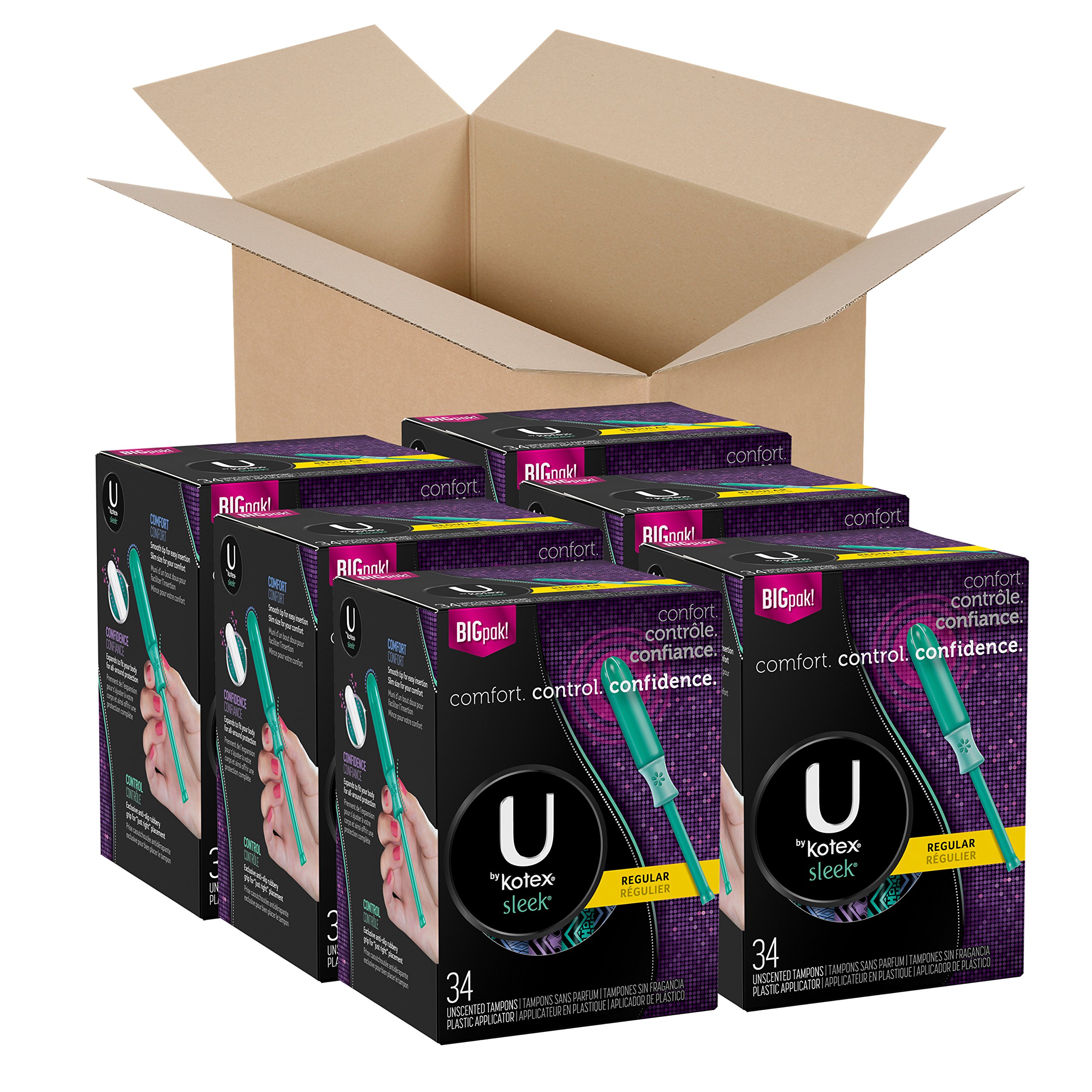 U By Kotex Sleek Tampons, Regular Absorbency, FragranceFree, 34 Count