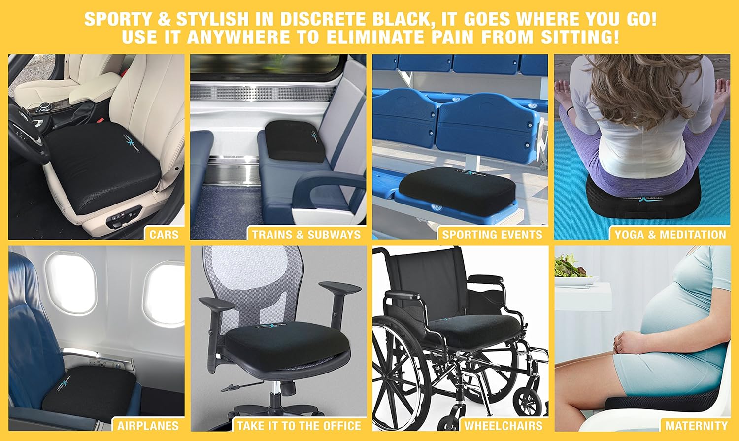 Xtreme Comforts Large Seat Cushion with Carry Handle and Anti Slip Bottom Gives Relief from Back Pain: Health & Personal Care