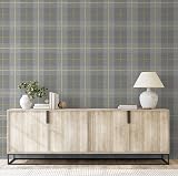 Arthouse Ochre Grey Tartan Check Wallpaper Vinyl 10.05m x 53cm Hard Wearing view 5