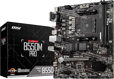 MSI B550M PRO Motherboard M-ATX AM4 DDR4 Boost PCIe 4.0 M.2 Gen4 Ryzen
