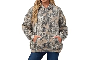 Eutten Womens Camo Hoodies Maple Leaf Print Oversized Hooded Sweatshirt Fleece Pullover Sweatshirts Long Sleeve with Pocket