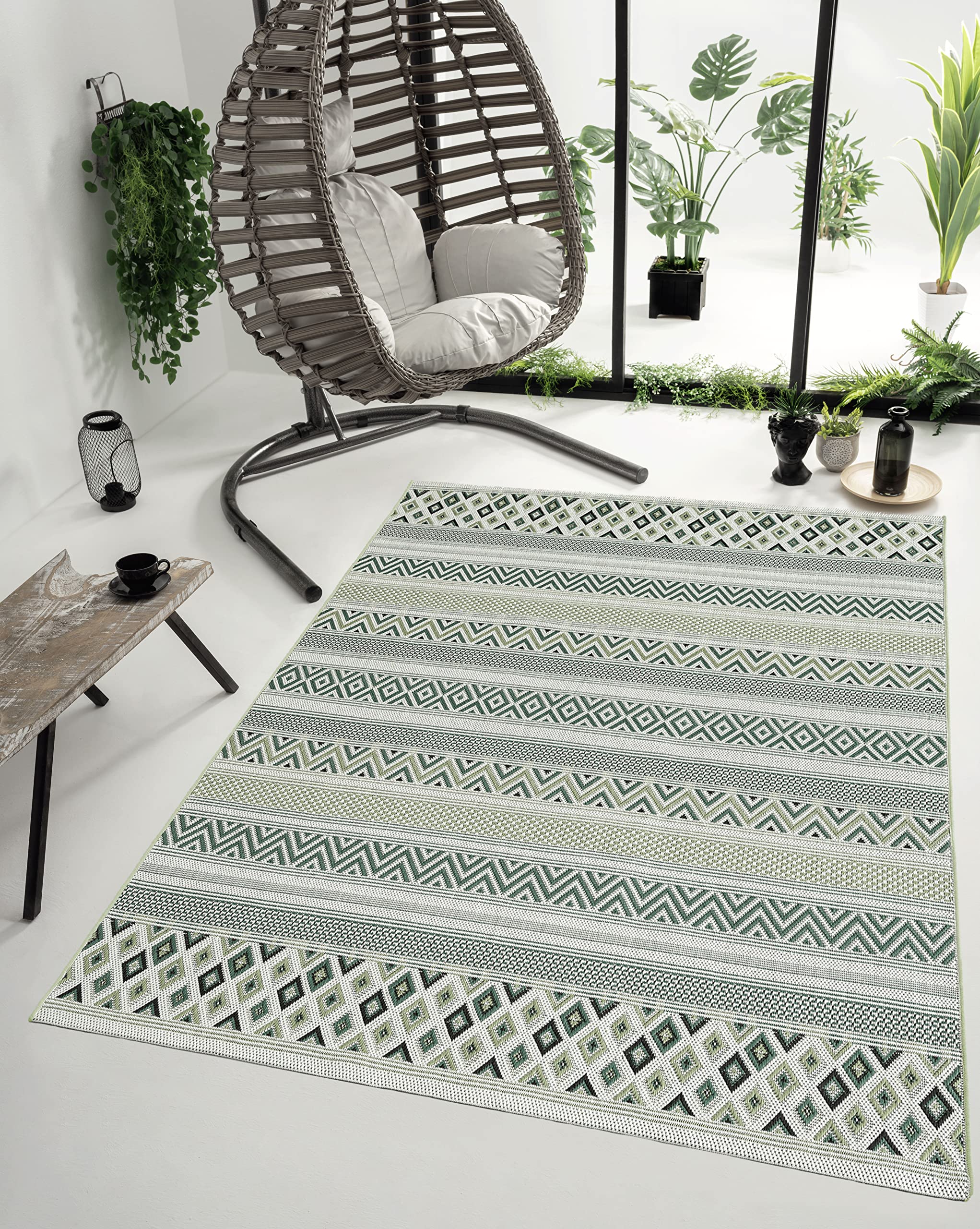 Mia's Teppiche Martina In- and Outdoor Rug green - design 2-120x170 cm
