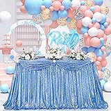 Baby Blue Table Skirt 9ft Sequin Tablecloth for