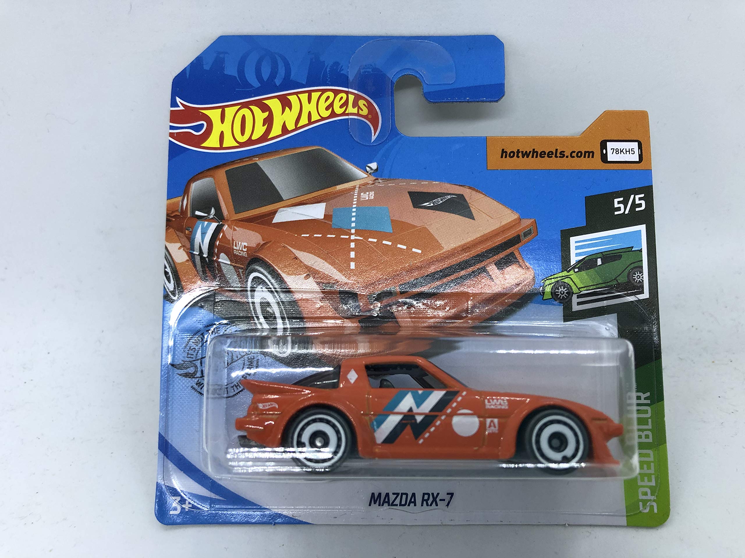 2020 Hot Wheels Mazda RX-7 ORANGE 5/5 Speed Blur 130/250 (Short Card)