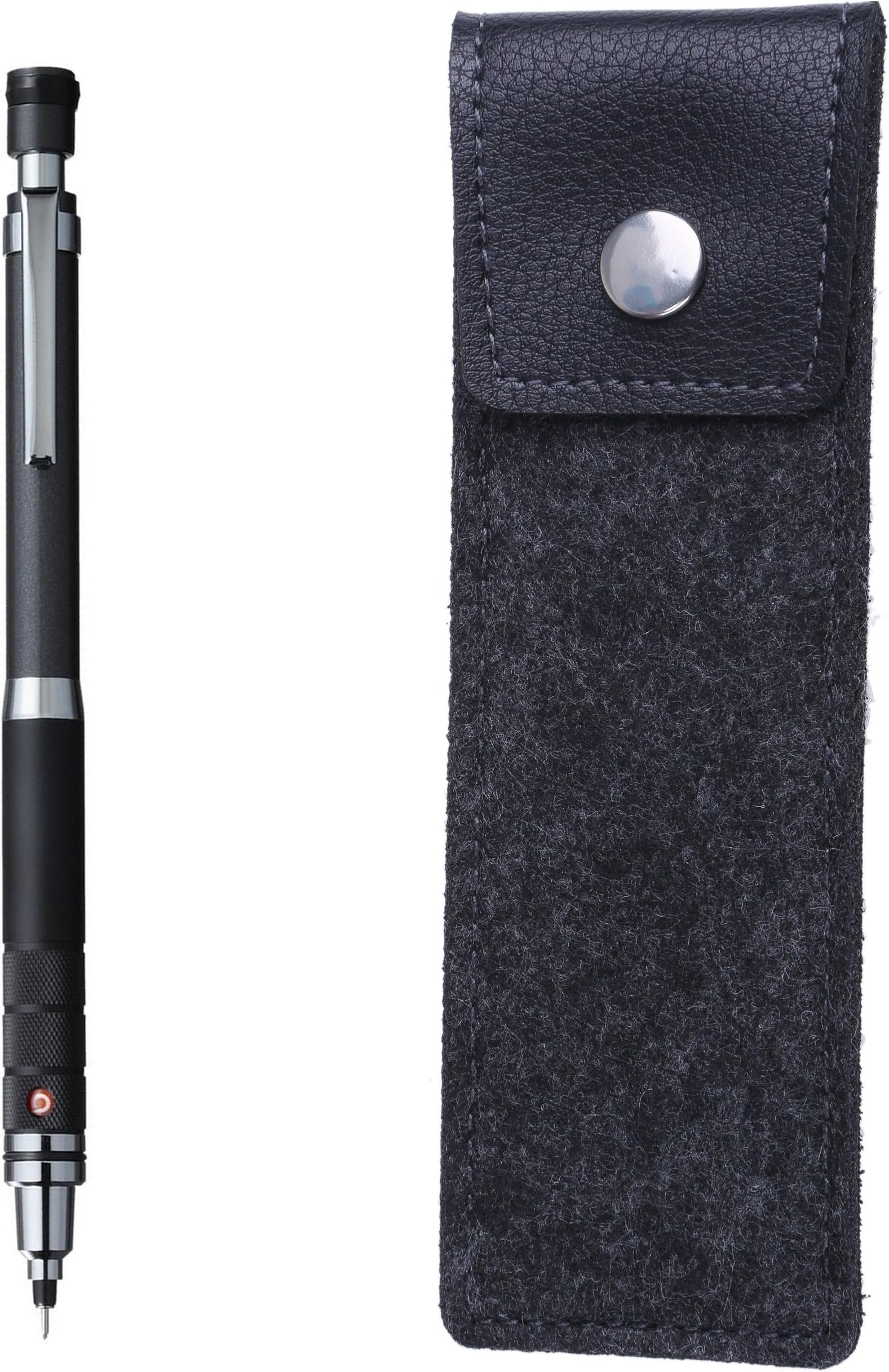 uni Kuru Toga Gun Metallic Mechanical Pencil with black felt pen case (Black)