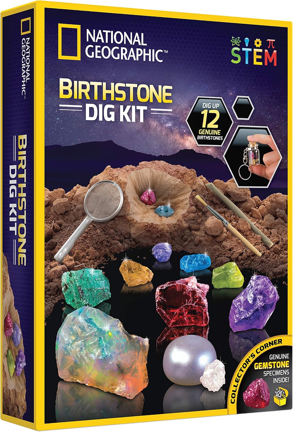 Blue Marble National Geographic Birthstone Dig Kit 12 Gemstones with Tools
