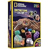 NATIONAL GEOGRAPHIC Birthstone Dig Kit - Science Kit with 12 Genuine Birthstones, includes a Real Diamond, Ruby, Sapphire, Pe