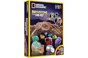 BLUE MARBLE National Geographic Birthstone Dig Kit - Science Kit with 12 Genuine Birthstones, Includes a Real Diamond, Ruby, Sapphire, Pearl, & More, Gemstones and Crystals, Rock Collection (Amazon Exclusive)