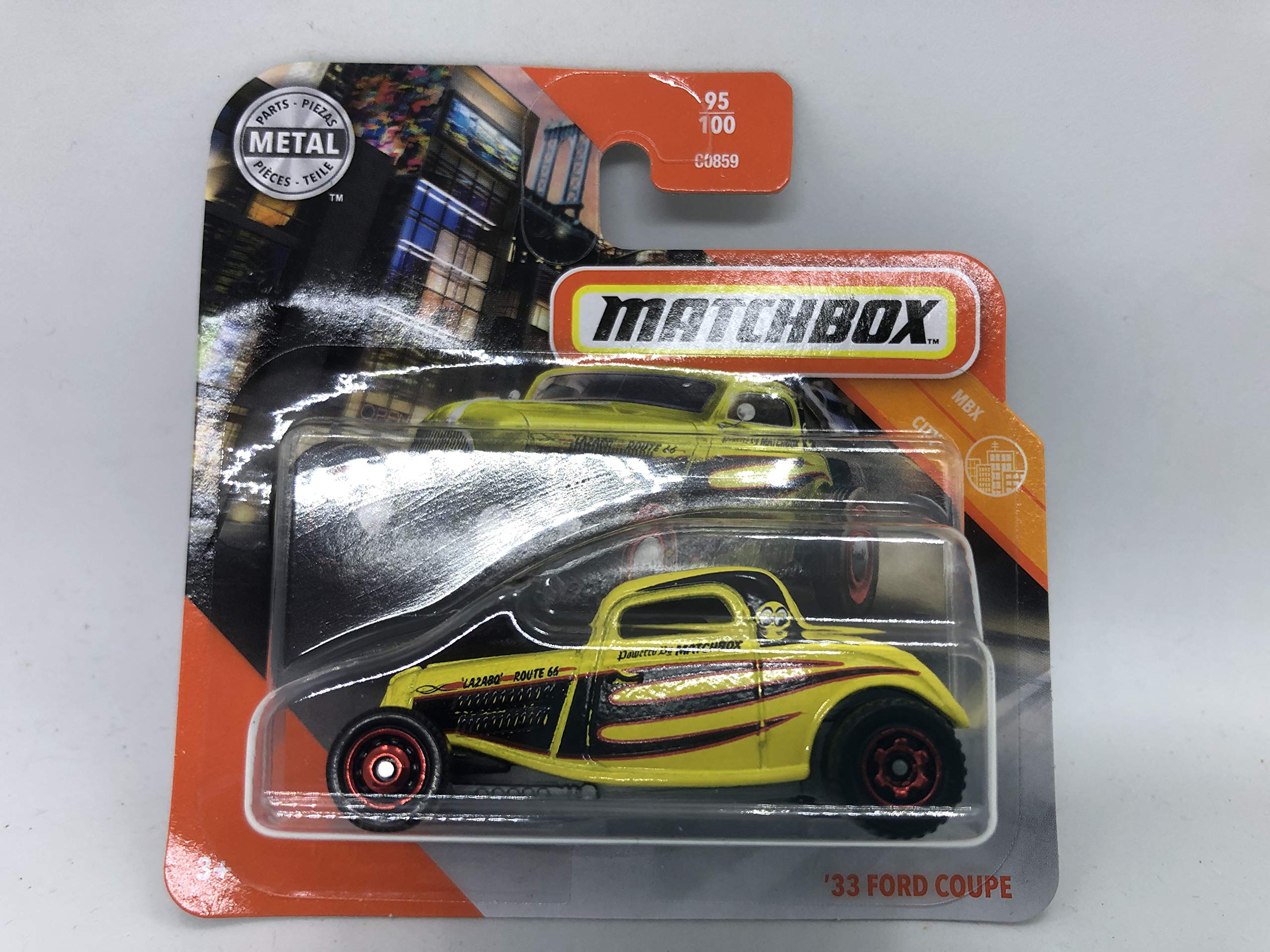 Matchbox Metal 95/100 '33 Ford Coupe Yellow (Short Card) MBX City