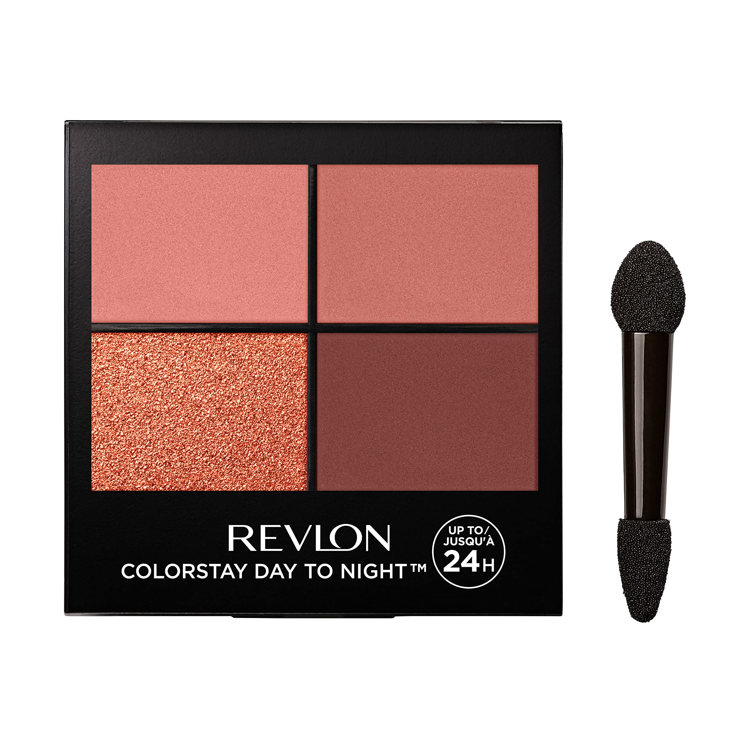 Revlon ColorStay Day to Night Eyeshadow Quad 24 Hour with Dual-Ended Applicator Brush, Longwear, Intense Color Smooth Eye Makeup, Matte & Shimmer Finish, Stylish (560) Unisex