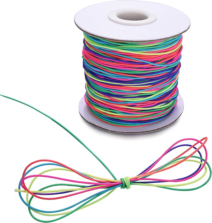 Crafare 1mm 109 Yard Rainbow Color Elastic Cord Colorful Beading Thread