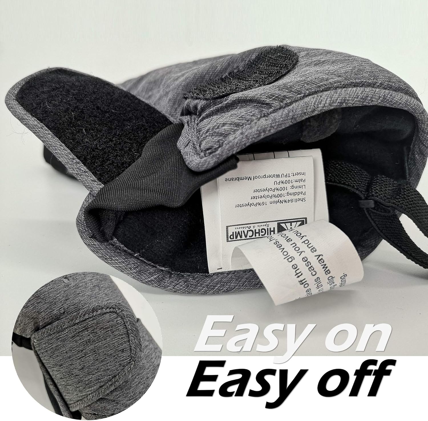 HIGHCAMP Winter Ski Snow Mittens for Women - Warm Waterproof Gloves with Drawstring for Cold Weather - Snowboarding, Skiing, Shoveling & More Outdoor Sports : Clothing