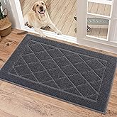 BEQHAUSE Dirt Trapper Door Mat 20" x 32", Doormat Non-Slip Entryway Rugs Washable, Dog Door Mat Stain Resistant and Absorbent Welcome Floor Mat for Front Back Door, Mud Wet Shoes & Paws, Dark Grey