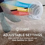 CUQOO 2KW Fan Heater and Cooler with Thermostat 2 Heat Settings White view 6