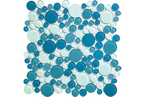 Simple Tile - Glass Mosaic Tile for Kitchen Backsplash, Bathroom Shower Wall, Etc, Bubble Collection, Mixed Rounds, 12"X12"X5