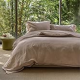 Bedsure Muslin Duvet Cover King Size - Cotton Blend Rayon Derived from Bamboo, Cooling Duvet Covet for Hot Sleepers - Ultra-Soft & Breathable Bedding Set for All Seasons(Khaki, 104"x90")