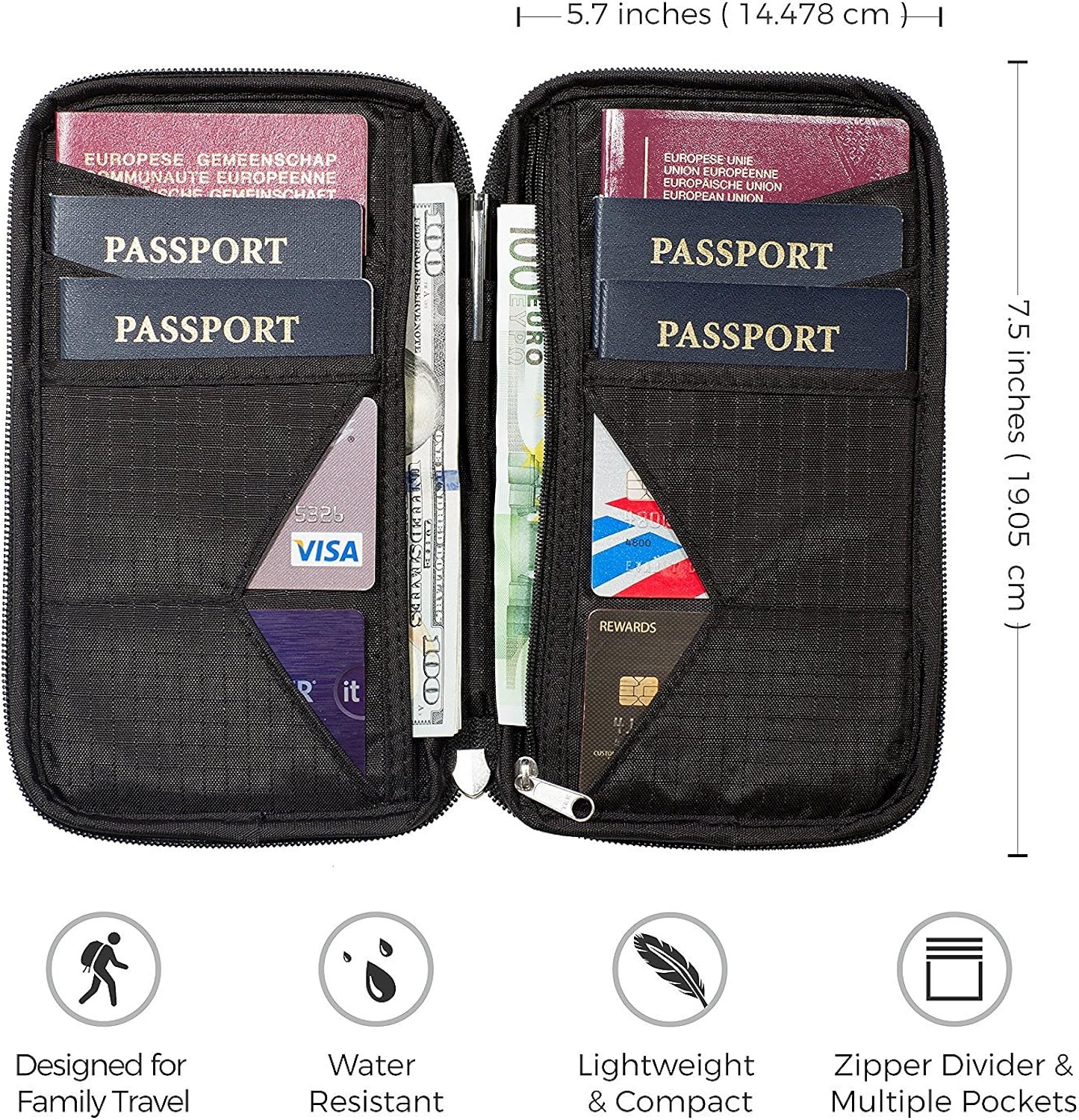 Travel Wallet & Family Passport Holder w/RFID Blocking- Document Organizer Case …: Clothing