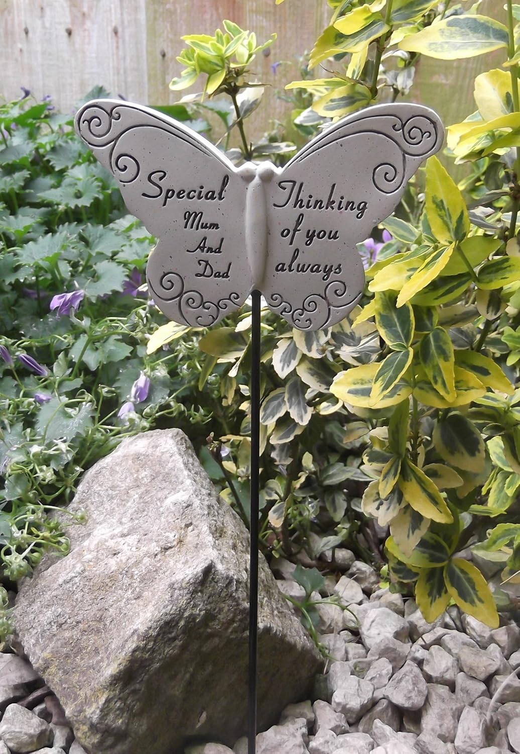 Memorial Butterfly Special Mum and Dad Graveside Ornament, Neutral, Approx. 32 cm - Image 3