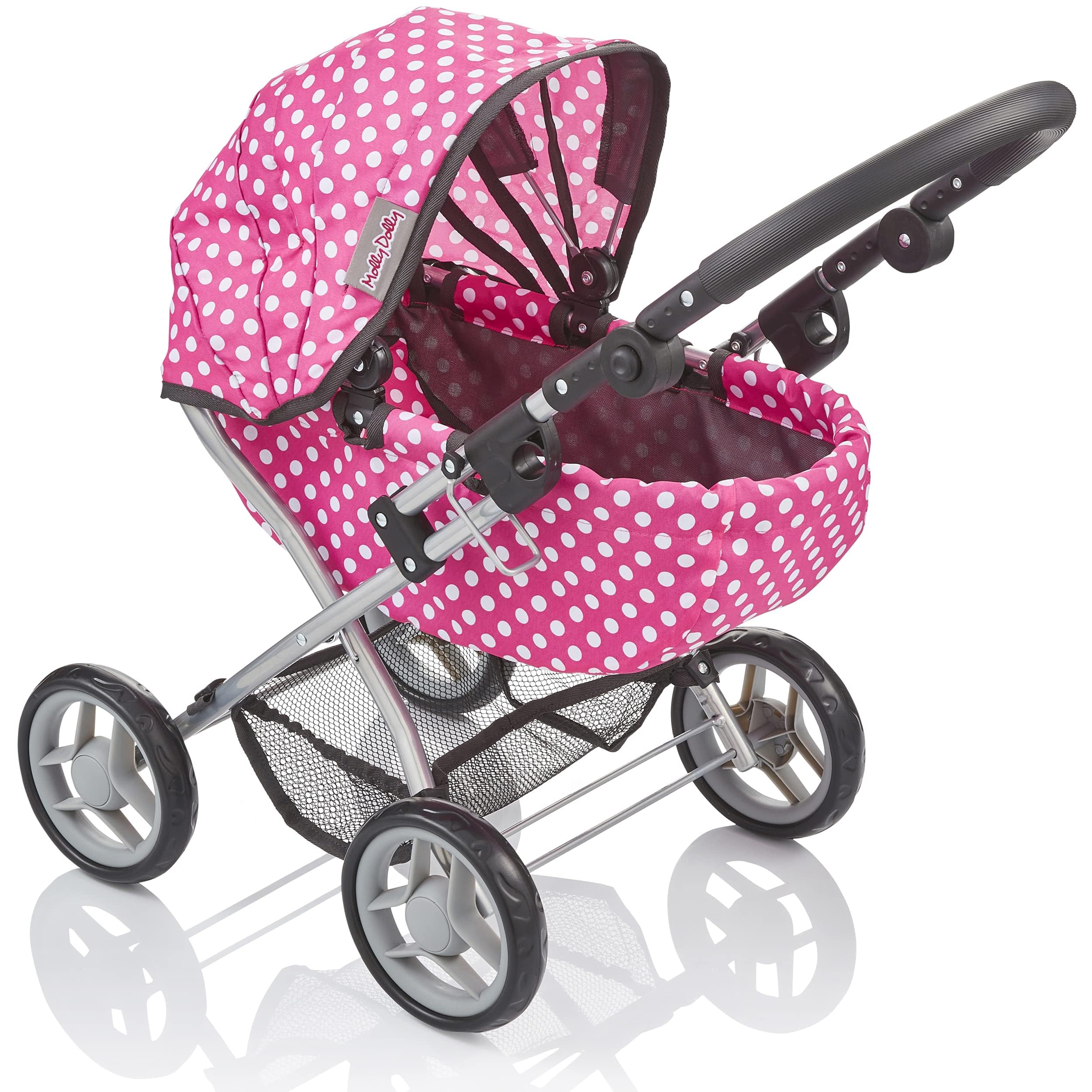 Molly Dolly My First Dolls Pram - Adjustable Toy Pram for Girls Age 2-5 Year Old - Baby Doll Pram - Dolls Toy Pushchair Stroller