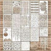 Cubist Mixed Media Layering Stencils for Painting on Wood | Texture Demask Leaf Tree Brick Striped Background Pattern Stencils for Crafts Wall Shoe Cards Canvas Furniture
