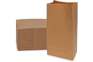 Prime Line Packaging Disposable Kraft Paper Bags, Brown Paper Lunch Bags Large for Takeout Goodies, Groceries, Snacks & Treats, Party Favors, Bulk, 7x4.5x13.75 (12 LB)