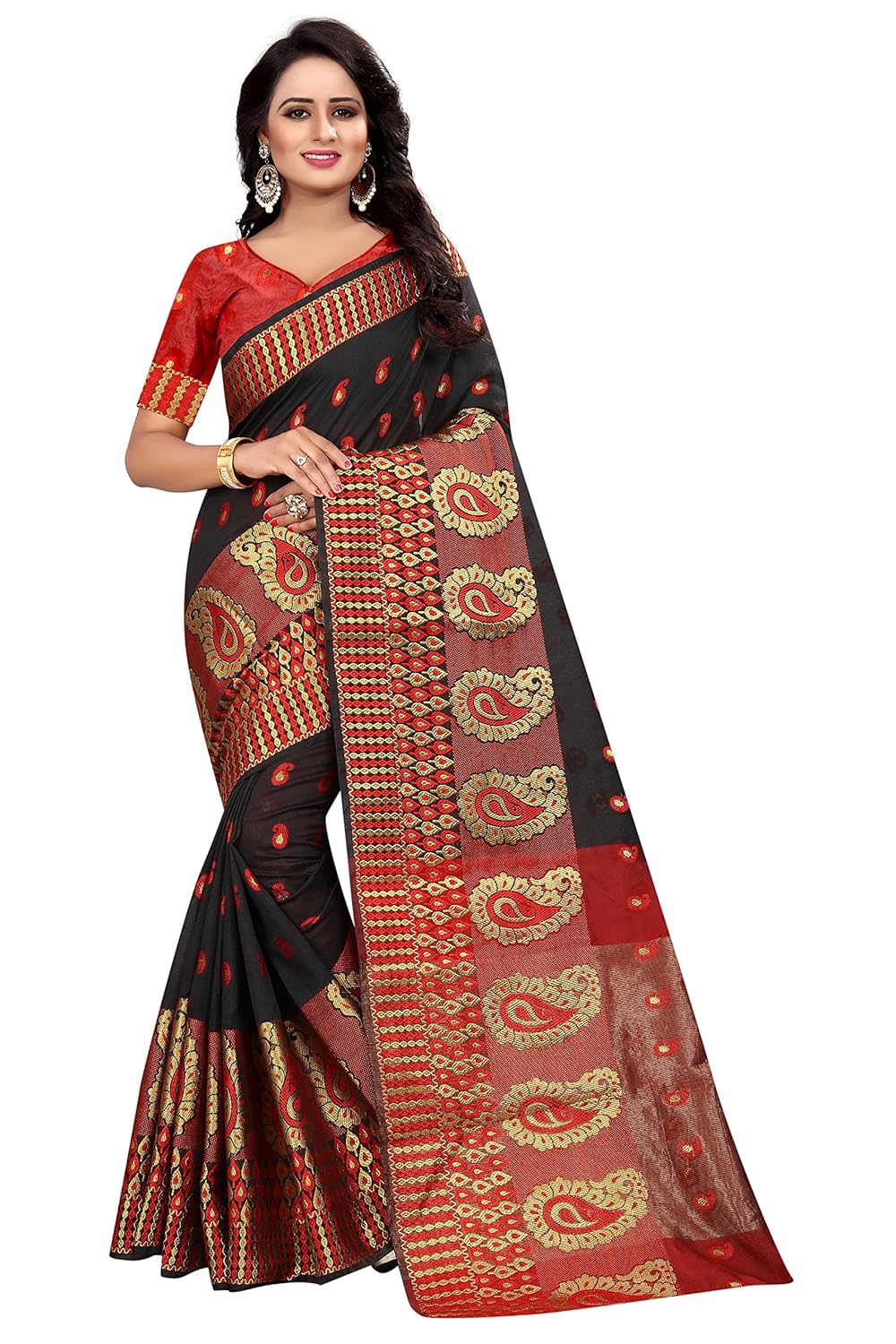 jashvi creation women's cotton saree with blouse piece