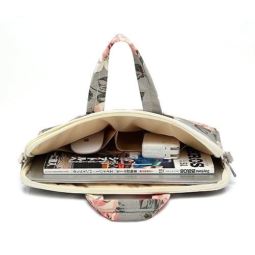 MOSISO Canvas Rose Multifunctional Laptop Shoulder Messenger Bag Case